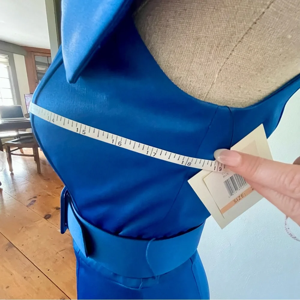 RARE NWT Ellen Tracy Vibrant Blue Pin Up 40’s Style Belted Dress Size: 2P - Picture 10 of 16